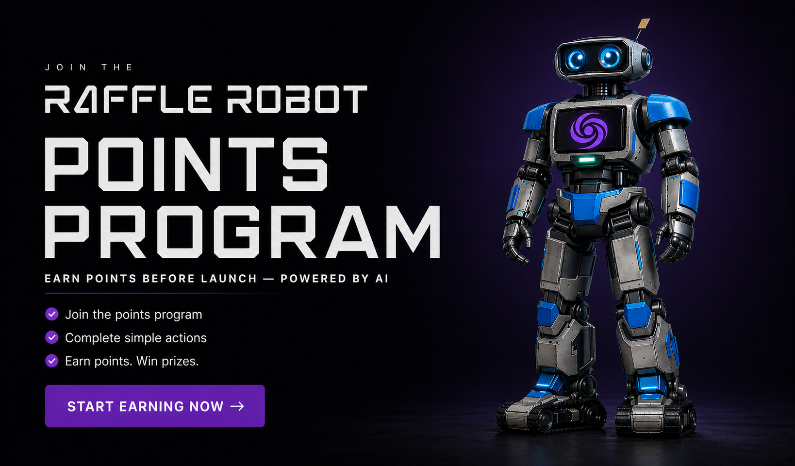 Futuristic Raffle Raffle Robot - AI Powered Raffles & Rewards